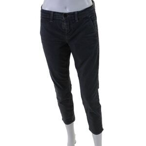 Crippen Womens Zipper Fly Mid Rise Skinny Cropped Pants Gray Cotton Size 27